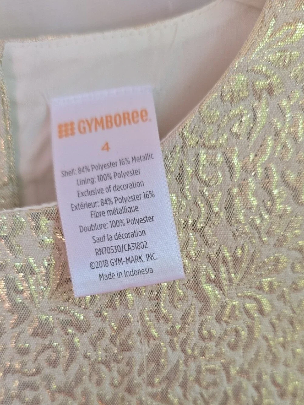 Gymboree Shimmery Gold Fit-and-Flare Party Dress with White Waistband